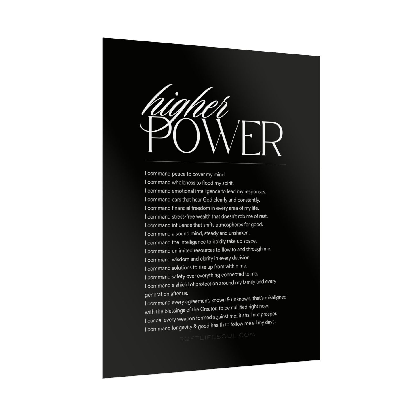 "Higher Power: I COMMAND" POSTER (Print Size: 16x20)