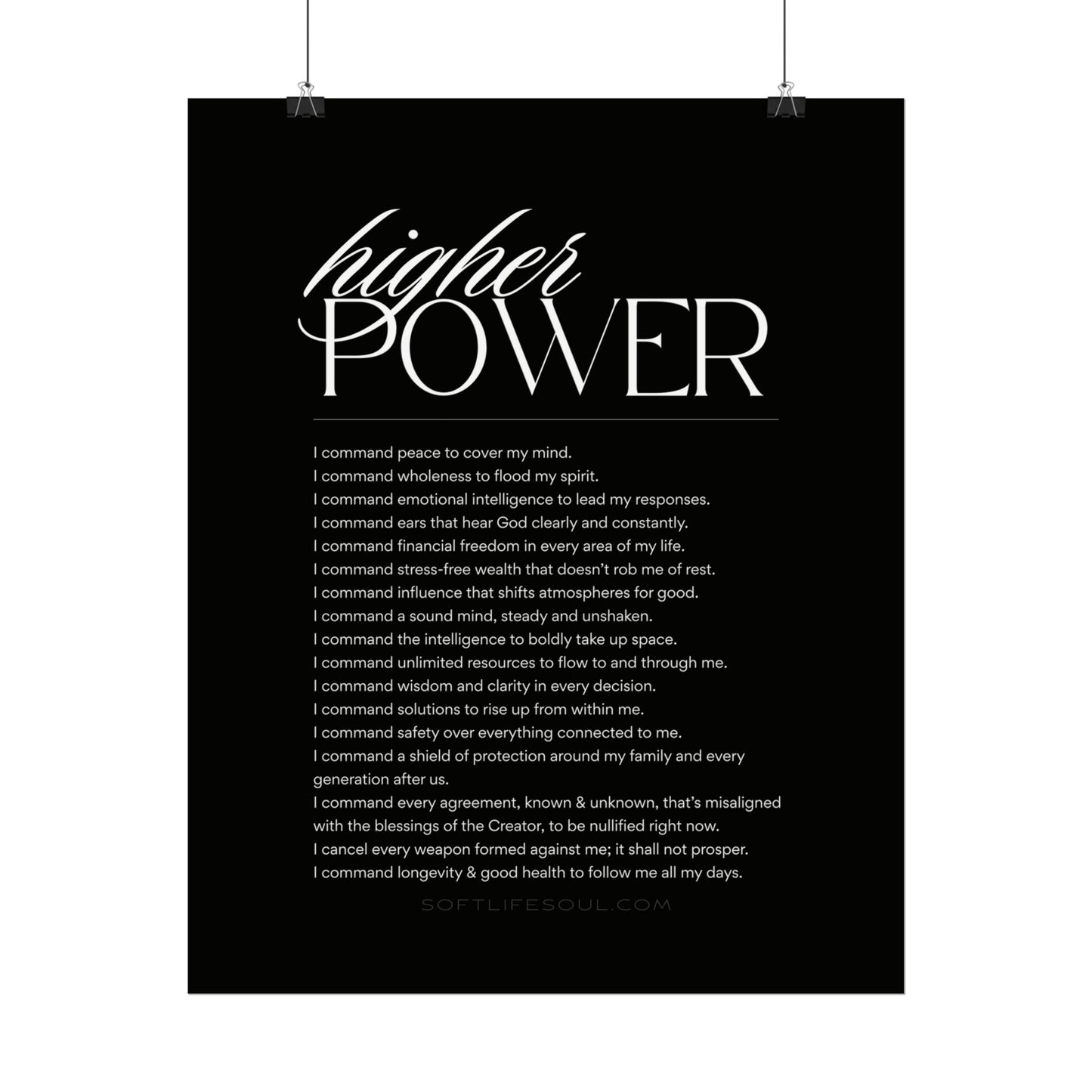 "Higher Power: I COMMAND" POSTER (Print Size: 16x20)