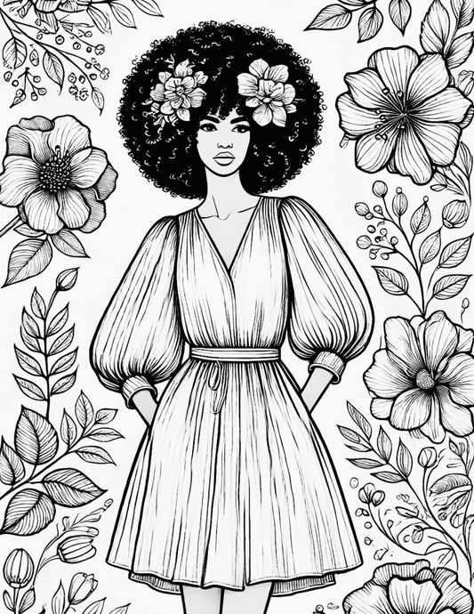 Free Coloring Page: Afro Fleur